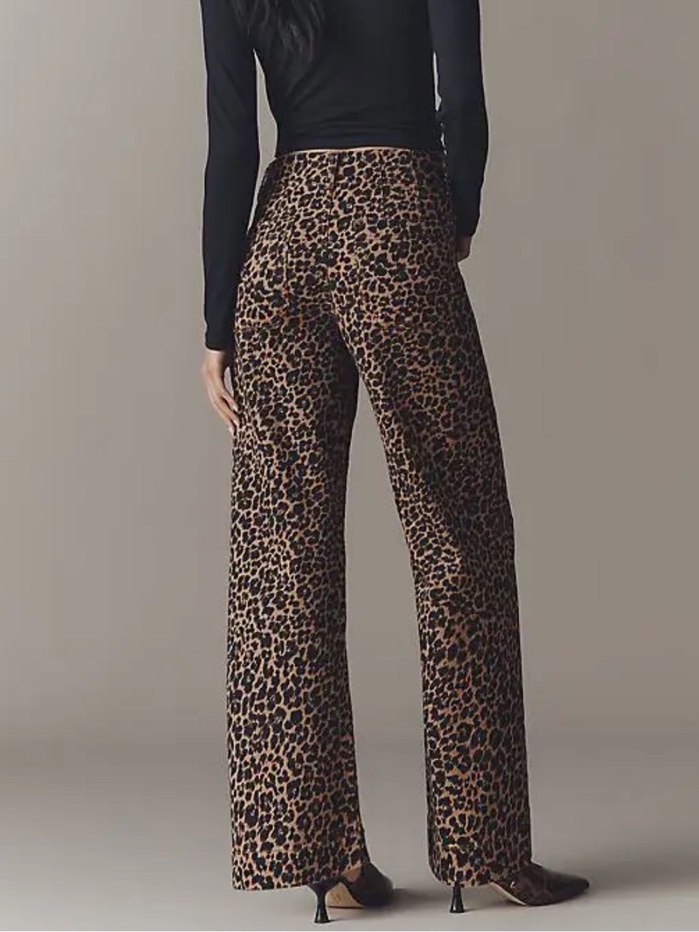 Anthropologie MAEVE The Colette Full-Length Wide-Leg Jeans Leopard Print Sz 28P - Picture 4 of 16